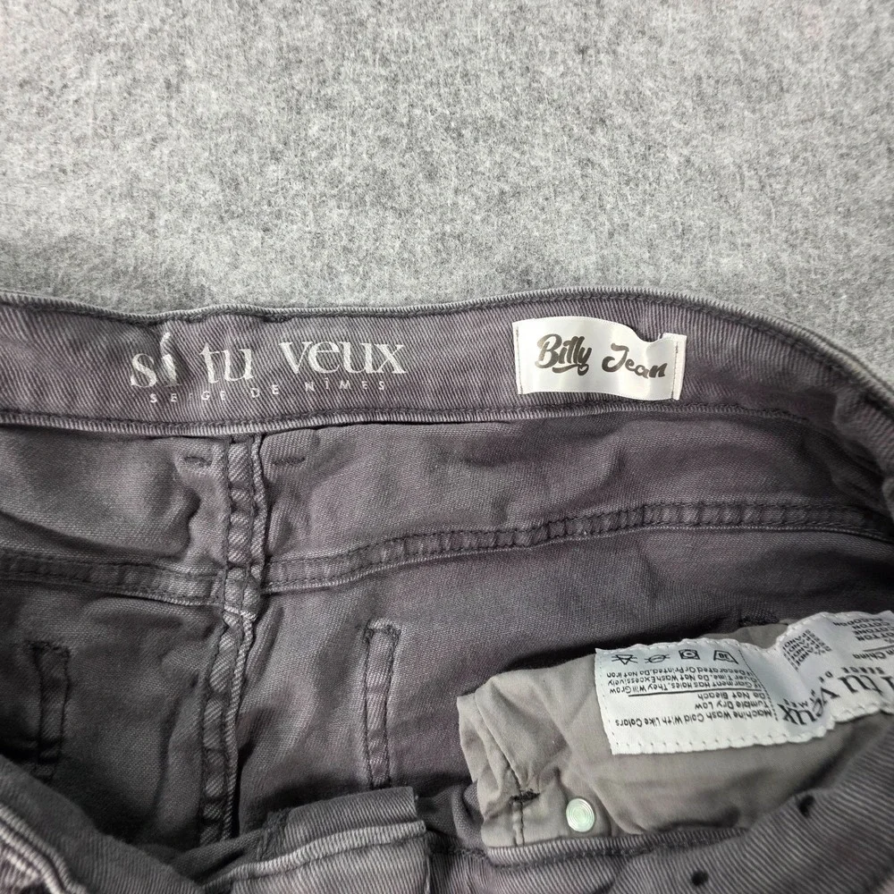 Si Tu Veux Jeans Mens Billy Jean Super Stacked Distressed Cargo Gray 38 Skinny